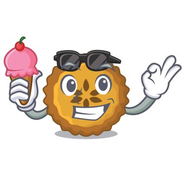 Dondurma elmalı turta ile bir çizgi film tablo vektör çizim üzerinde