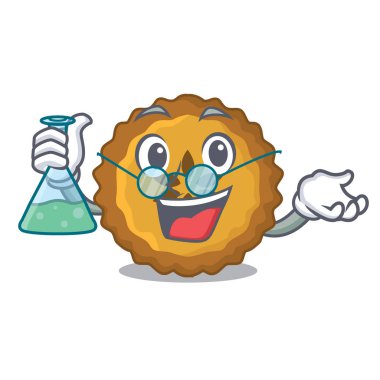 Profesör elmalı turta bir karikatür tablo vektör çizim üzerinde