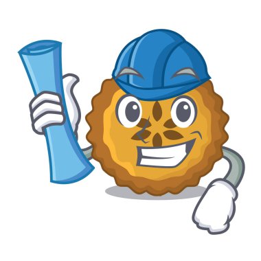 Mimar elmalı turta bir karikatür tablo vektör çizim üzerinde