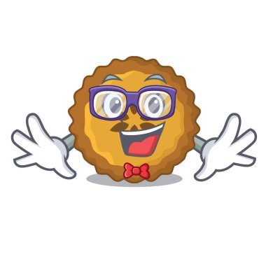 Geek elmalı turta bir karikatür tablo vektör çizim üzerinde