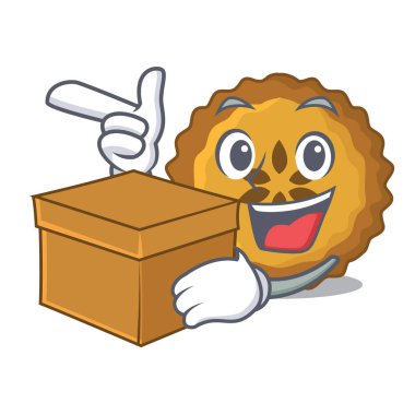 Kutusu elmalı turta ile bir çizgi film tablo vektör çizim üzerinde