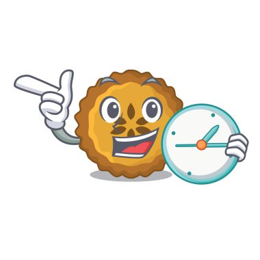 Bir çizgi film tablo vektör çizim Tarih ile saat elmalı turta