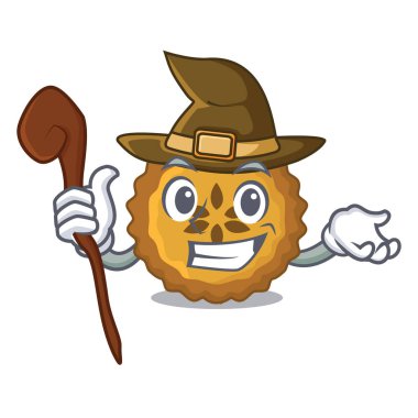 Cadı elmalı turta karakter kurulu vektör çizim üzerinde