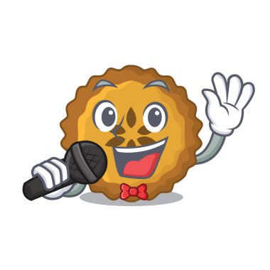 Şarkı elmalı turta karakter kurulu vektör çizim üzerinde