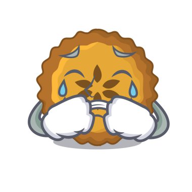 Elmalı turta karakter kurulu vektör çizim üzerinde ağlıyor