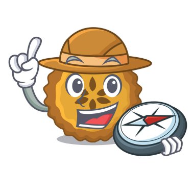 Explorer elmalı turta karakter kurulu vektör çizim üzerinde