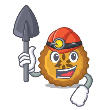 Madenci elmalı turta karakter kurulu vektör çizim üzerinde