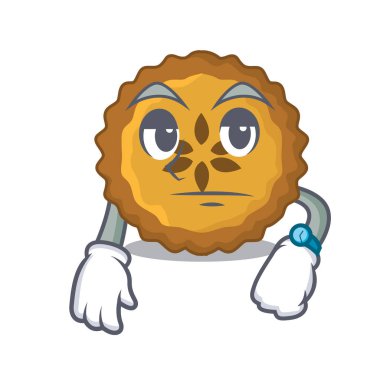 Elmalı turta maskot vektör illüstrasyon izole bekliyor