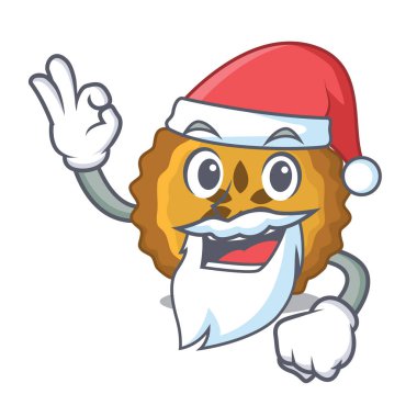 Santa elmalı turta maskot vektör illüstrasyon izole