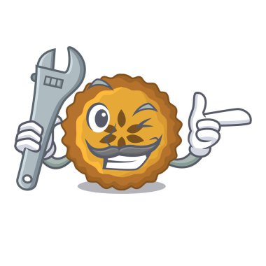 Mekanik elmalı turta maskot vektör illüstrasyon izole