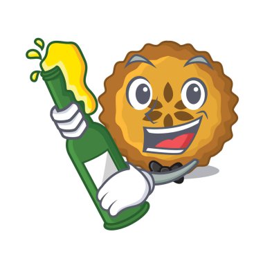 Bira elmalı turta maskot vektör illüstrasyon izole