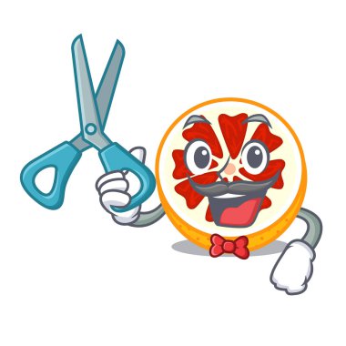 Bir çizgi film meyve sepeti vektör çizim greyfurt berber