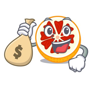 Bir çizgi film meyve sepeti vektör çizim ile para çantası greyfurt