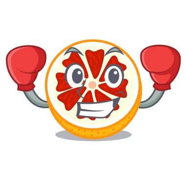 Bir çizgi film meyve sepeti vektör çizim greyfurt boks