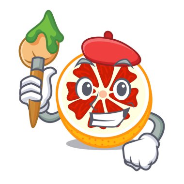 Bir çizgi film meyve sepeti vektör çizim sanatçı greyfurt