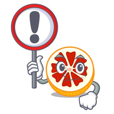 Bir çizgi film meyve sepeti vektör çizim içinde ile işaret greyfurt