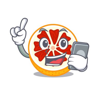 Bir çizgi film meyve sepeti vektör çizim içinde ile telefon greyfurt