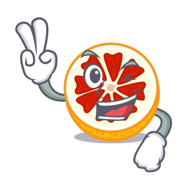 Bir çizgi film plaka üzerinde iki parmak greyfurt dilim illüstrasyon vektör