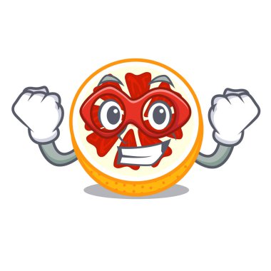 Süper kahraman greyfurt dilimleri bir karikatür plaka vektör çizim