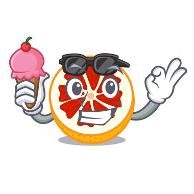 Bir çizgi film plaka vektör çizim ile dondurma greyfurt dilimleri