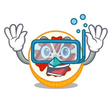 Bir çizgi film plaka vektör çizim dalış greyfurt dilimleri