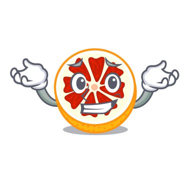 Bir çizgi film plaka vektör çizim sırıtan greyfurt dilimleri