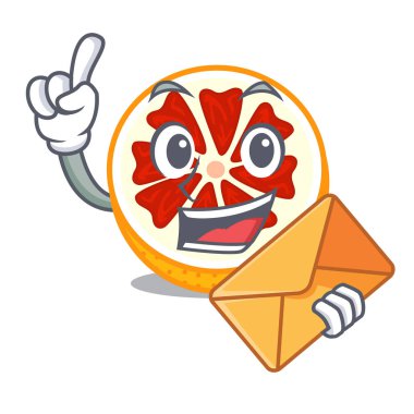 Zarf greyfurt dilimleri ile bir çizgi film plaka vektör çizim