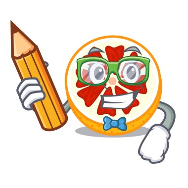 Öğrenci greyfurt dilim bir karikatür tabakta illüstrasyon vektör