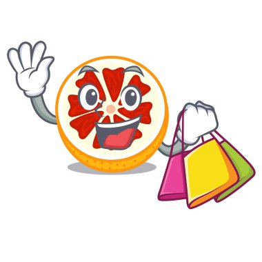 Greyfurt dilim bir karikatür plaka vektör çizim üzerinde alışveriş