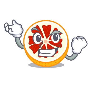 Başarılı greyfurt dilim bir karikatür tabakta illüstrasyon vektör