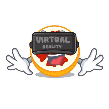 Sanal gerçeklik taze greyfurt meyve şekil karakter vektör halat