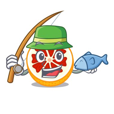 Balıkçı taze greyfurt meyve şekil karakter vektör halat