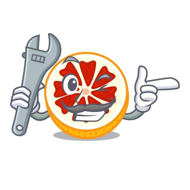 Bir maskot ahşap kase mekanik greyfurt illüstrasyon vektör