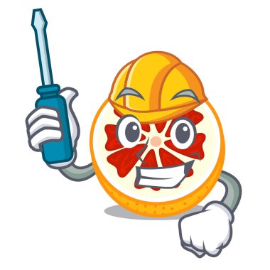 Bir maskot ahşap kase Otomotiv greyfurt illüstrasyon vektör