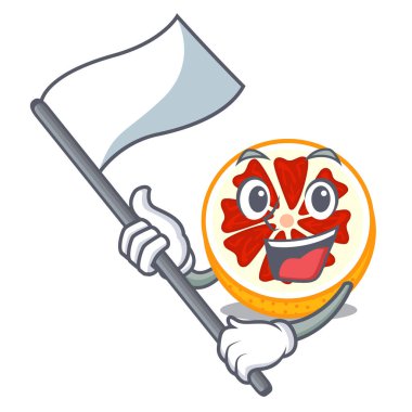İçinde bir maskot ahşap kase vektör çizim ile bayrak greyfurt