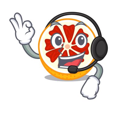 İçinde bir maskot ahşap kase vektör çizim ile kulaklık greyfurt