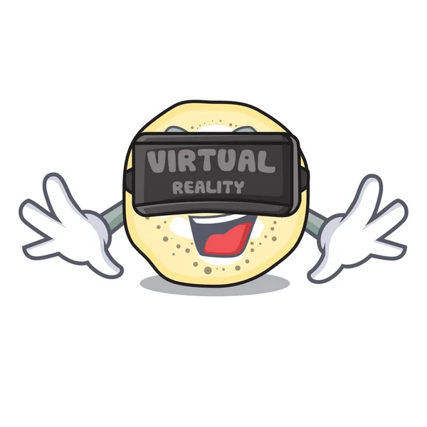 Virtuální Realita Lilek Plátky Pánvi Kreslené Vektorové Ilustrace — Stockový vektor
