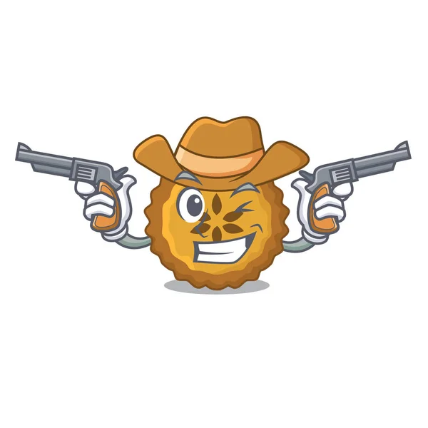 Cowboy Pastel Manzana Pan Ilustración Vector Placa Dibujos Animados — Vector de stock