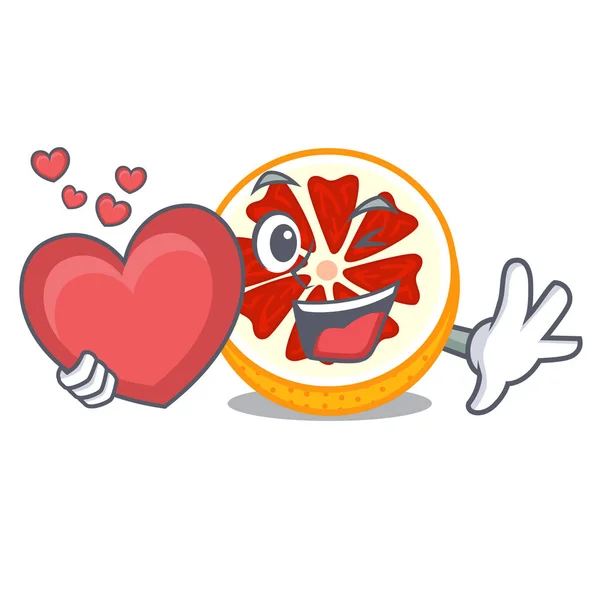 Καρδιά Γκρέιπφρουτ Φρέσκα Φρούτα Σχήμα Χαρακτήρα Διάνυσμα Ilustration — Διανυσματικό Αρχείο