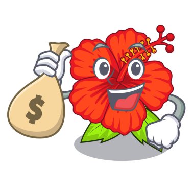 Para çantası ambilcus çiçek ile form sevimli çizgi Vektör İllüstrasyonu