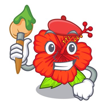 Sanatçı ambilcus çiçek formu sevimli çizgi Vektör İllüstrasyonu