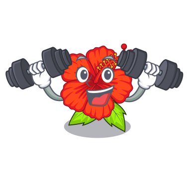 Fitness ambilcus çiçek formu sevimli çizgi Vektör İllüstrasyonu