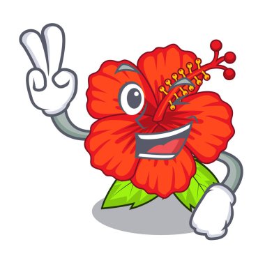 İki bir karikatür pot vektör çizim çiçek hambiscus parmak