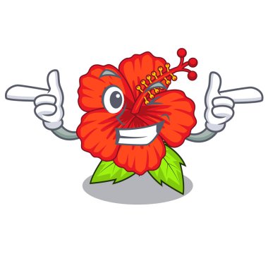 Bir çizgi film pot vektör çizim çiçek hambiscus wink