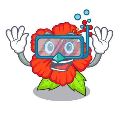 Bir çizgi film pot vektör çizim içinde dalış çiçek hambiscus