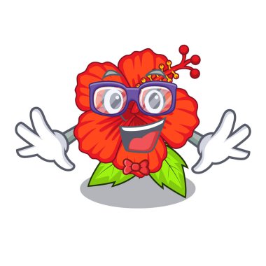 Geek çiçek hambiscus bir karikatür tencerede illüstrasyon vektör