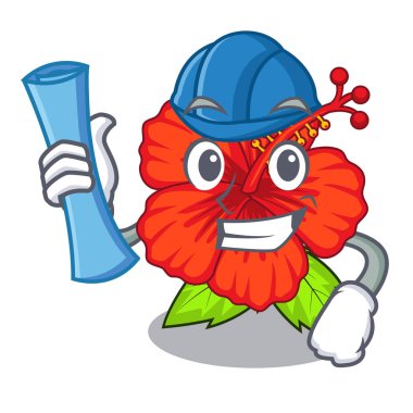 Bir çizgi film pot vektör çizim çiçek hambiscus mimar