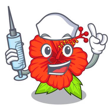 Bir çizgi film pot vektör çizim çiçek hambiscus hemşire