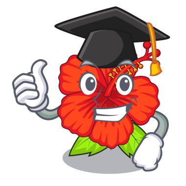 Mezuniyet çiçek hambiscus bir karikatür tencerede illüstrasyon vektör