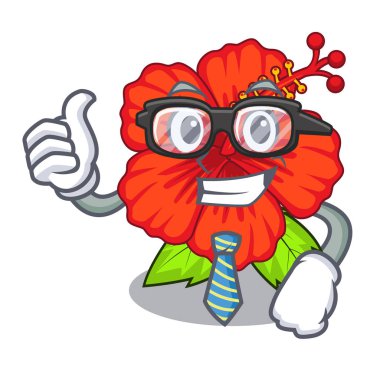 İşadamı çiçek hambiscus bir karikatür tencerede illüstrasyon vektör